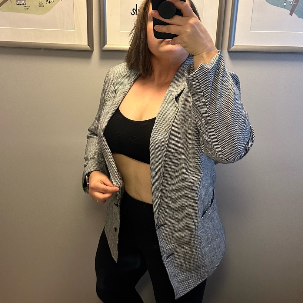 VINTAGE Woven Houndstooth Blazer Jacket